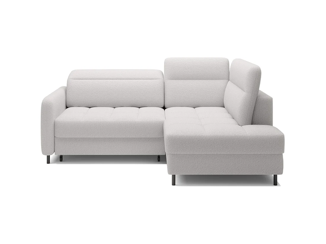 Canapé d'angle droit convertible BARNEA 208 cm blanc chenille avec rangement