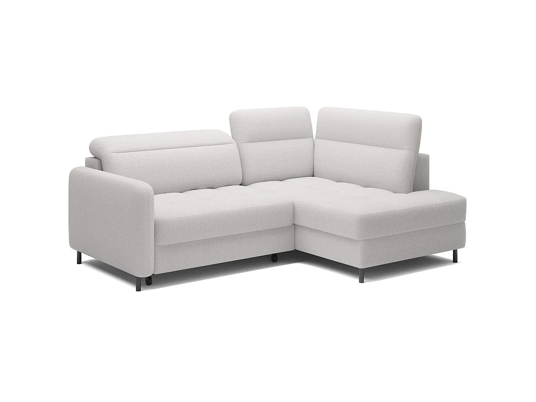 Canapé d'angle droit convertible BARNEA 208 cm blanc chenille avec rangement