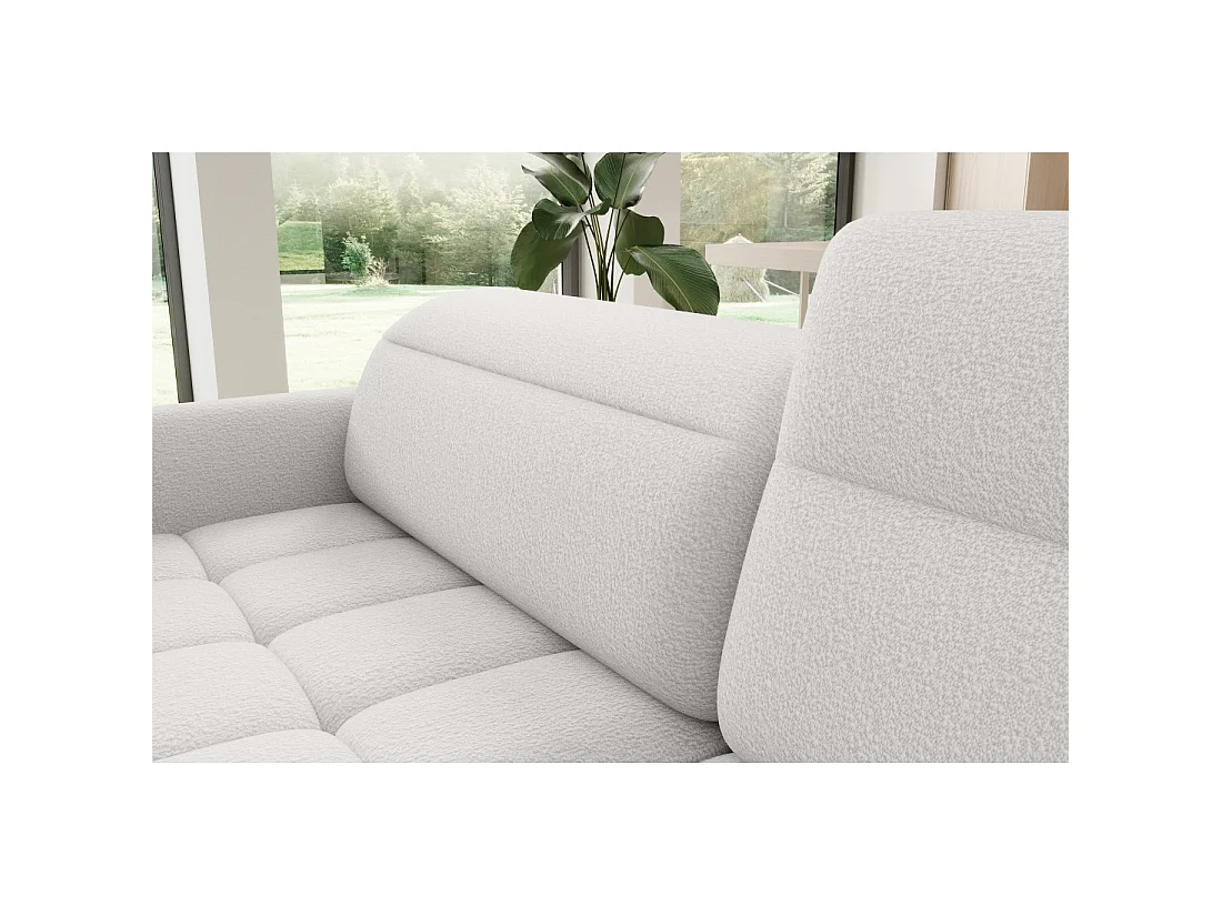 Canapé d'angle droit convertible BARNEA 208 cm blanc chenille avec rangement