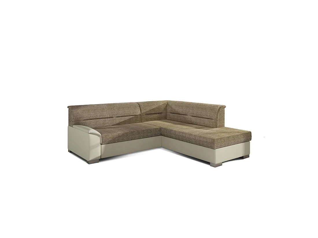 Canapé d'angle convertible TROMSO beige et crème – Angle droit avec coffre
