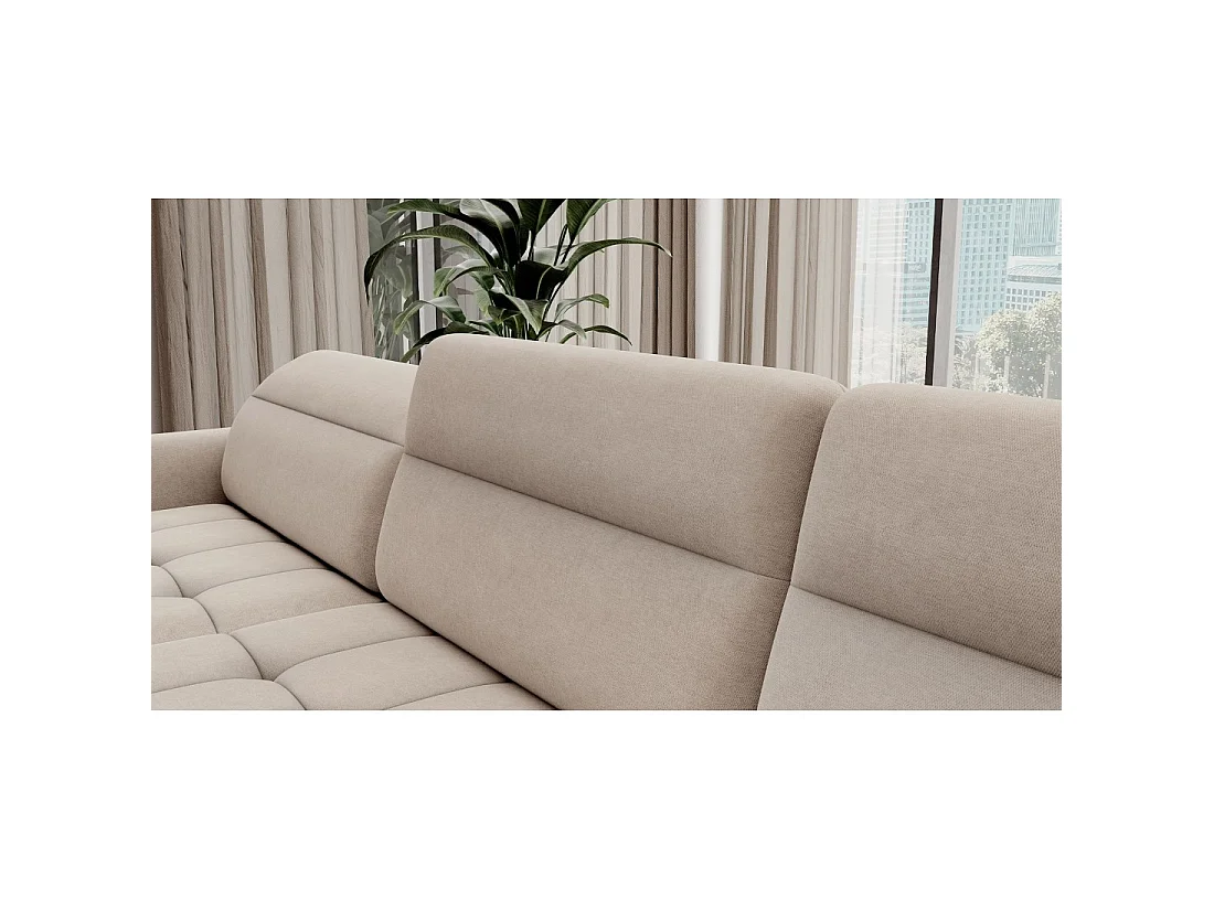 Canapé d'angle convertible BERTHO 306 cm beige – Angle gauche avec coffre