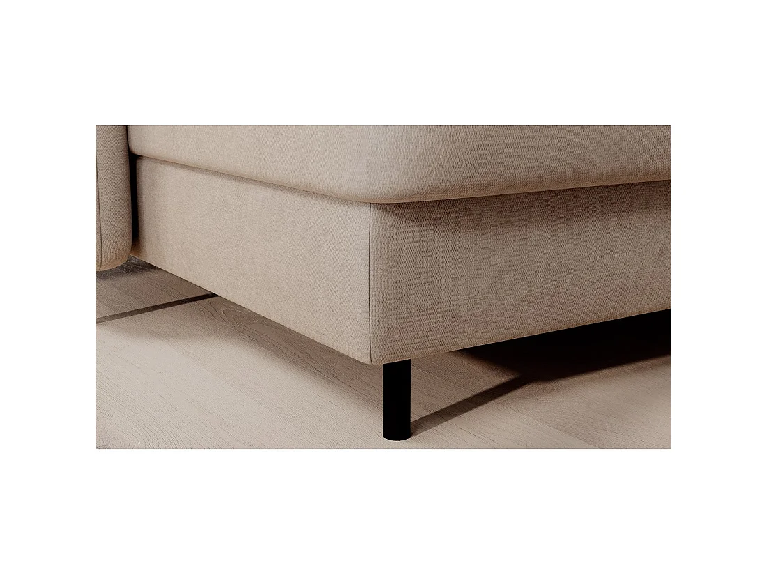 Canapé d'angle convertible BERTHO 306 cm beige – Angle gauche avec coffre