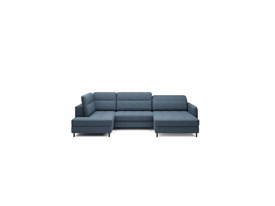 Canapé d'angle convertible BERTHO 306 cm bleu nuit – Angle droit avec coffre