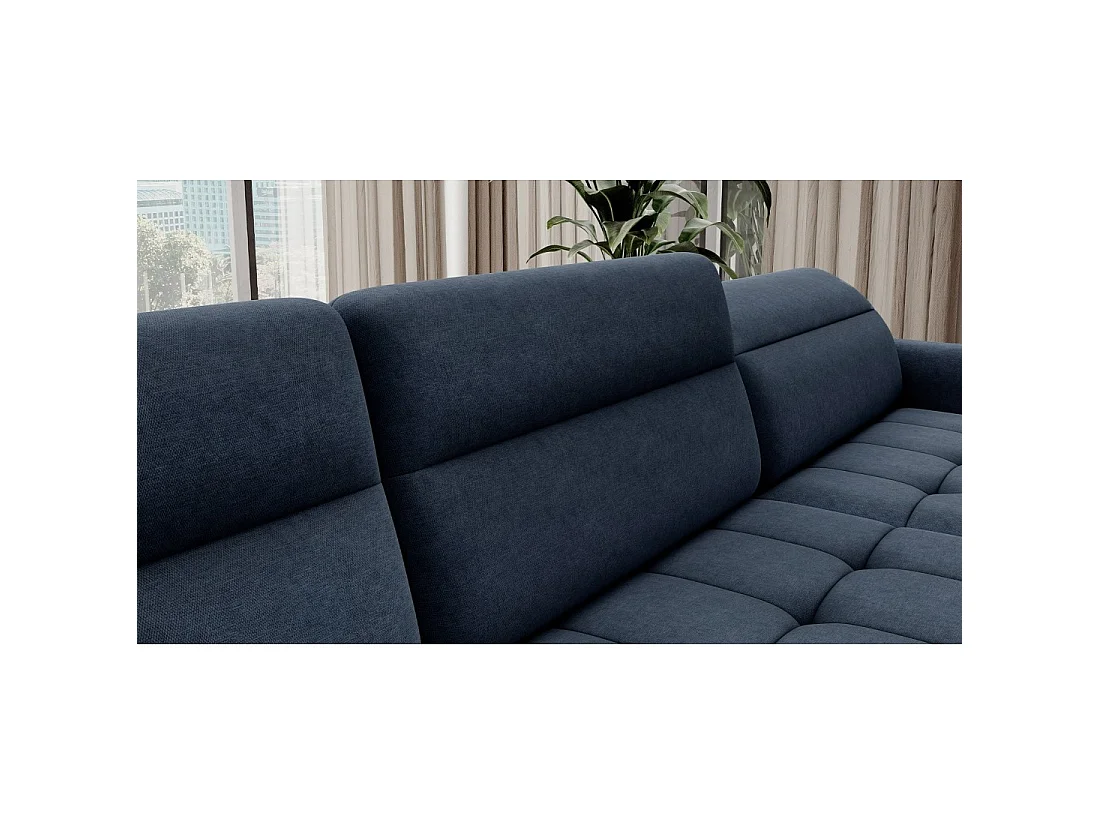 Canapé d'angle convertible BERTHO 306 cm bleu nuit – Angle droit avec coffre
