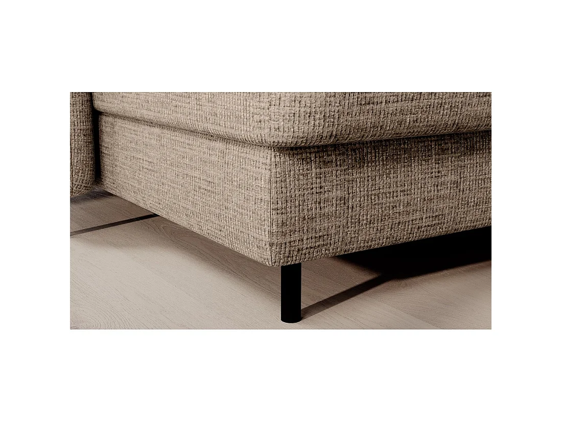 Canapé d'angle convertible BERTHO 306 cm beige clair – Angle gauche avec coffre