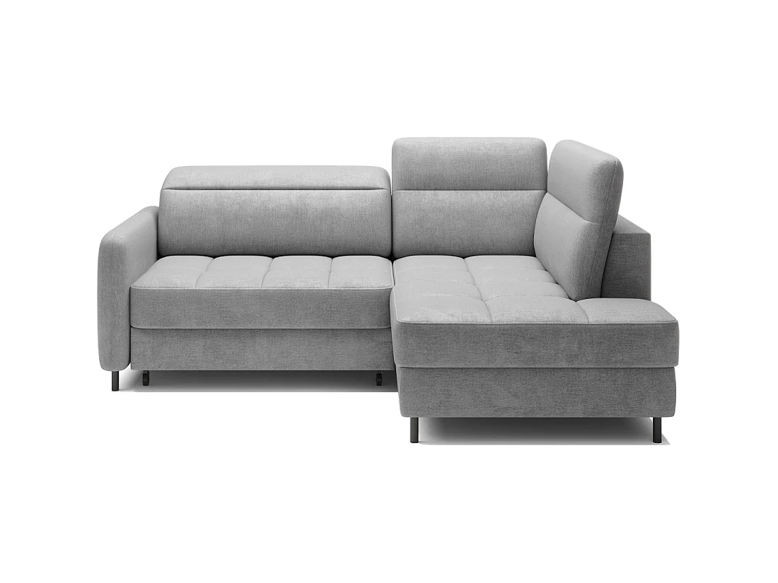 Canapé d'angle droit convertible BARNEA 208 cm gris clair avec rangement