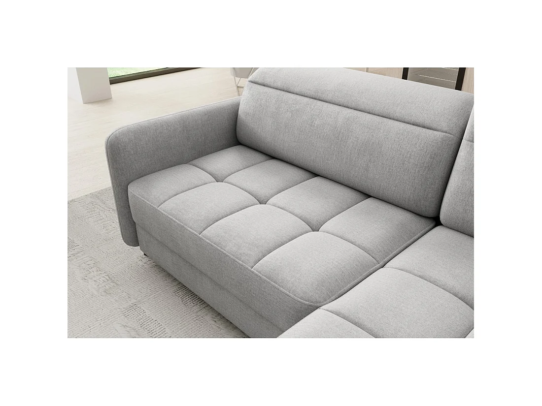 Canapé d'angle droit convertible BARNEA 208 cm gris clair avec rangement