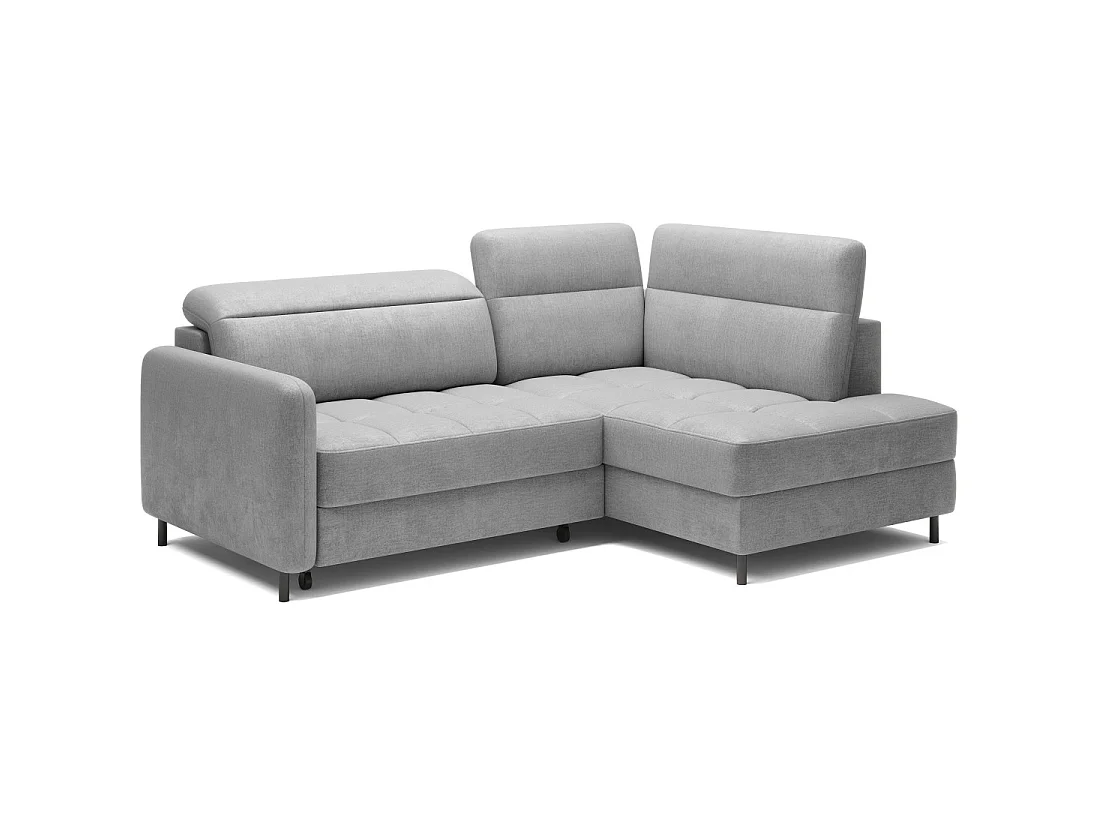 Canapé d'angle droit convertible BARNEA 208 cm gris clair avec rangement
