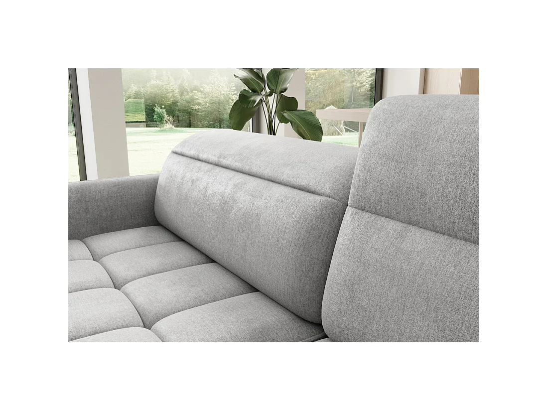 Canapé d'angle droit convertible BARNEA 208 cm gris clair avec rangement