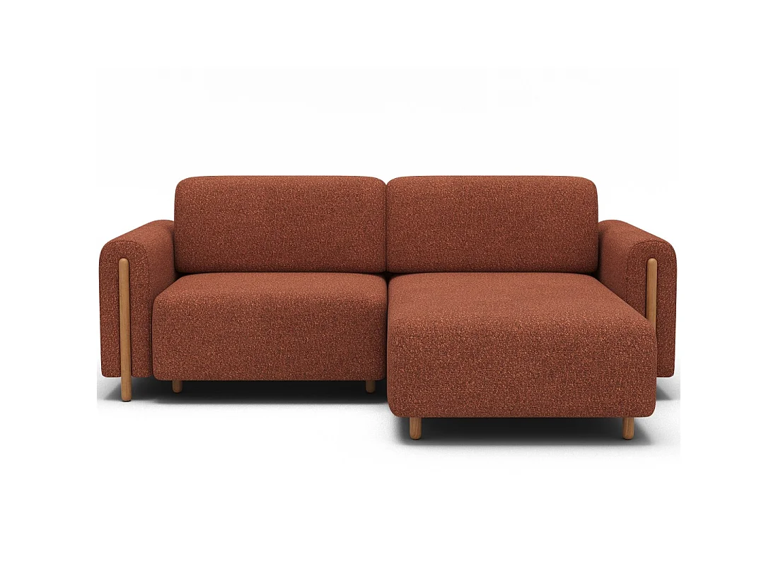 Canapé d'angle convertible ARVESSA terracotta bouclette – Angle droit