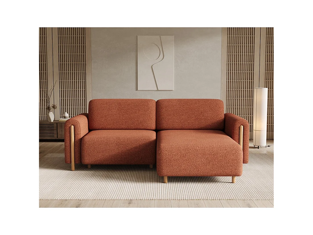 Canapé d'angle convertible ARVESSA terracotta bouclette – Angle droit