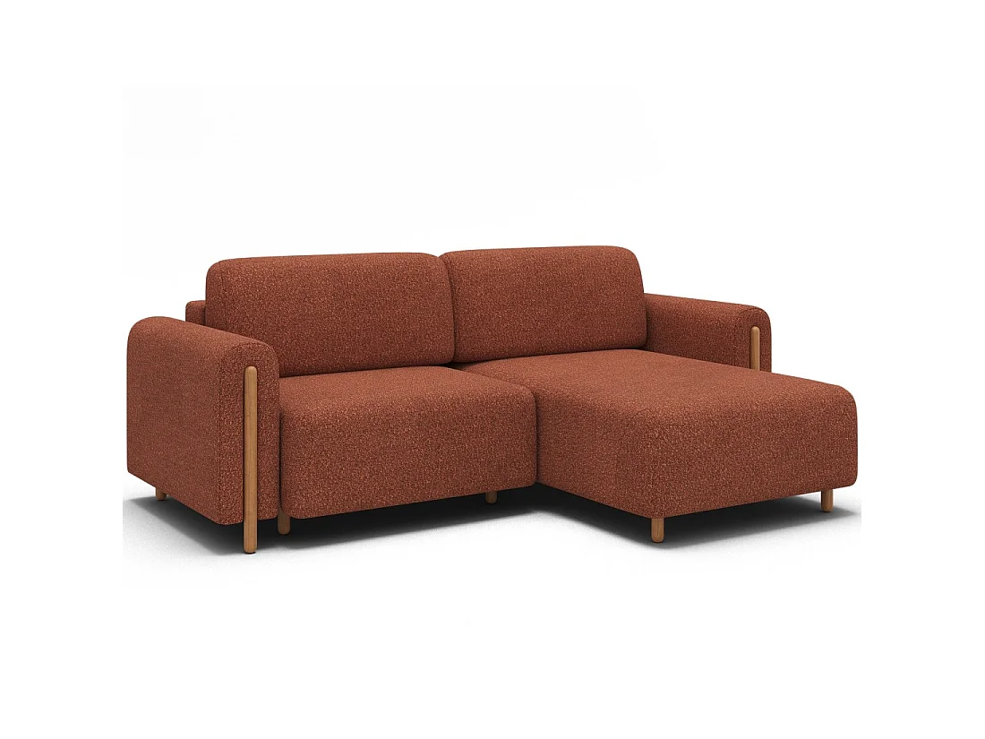 Canapé d'angle convertible ARVESSA terracotta bouclette – Angle droit