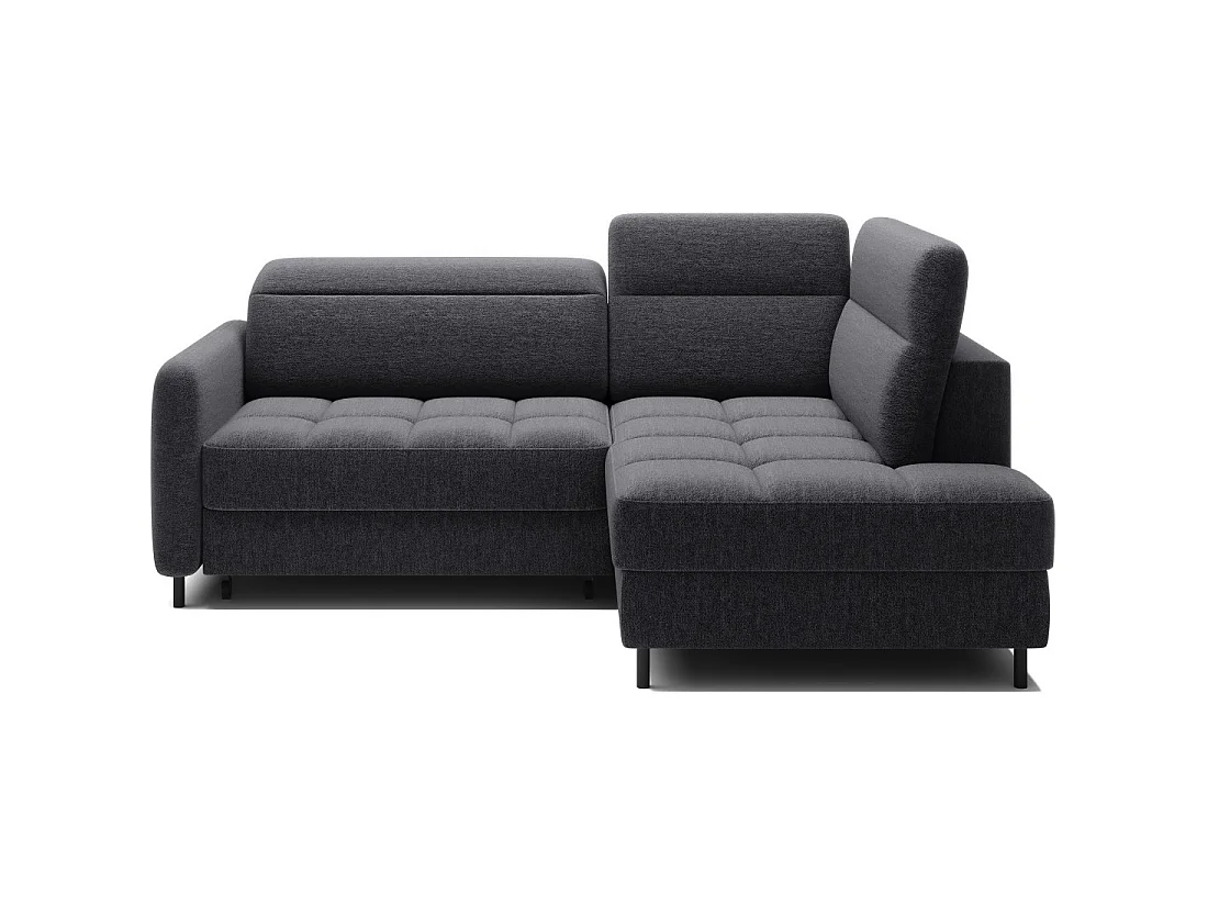 Canapé d'angle droit convertible BARNEA 208 cm gris foncé en tissu chenille avec rangement