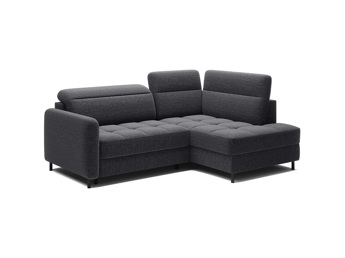 Canapé d'angle droit convertible BARNEA 208 cm gris foncé en tissu chenille avec rangement