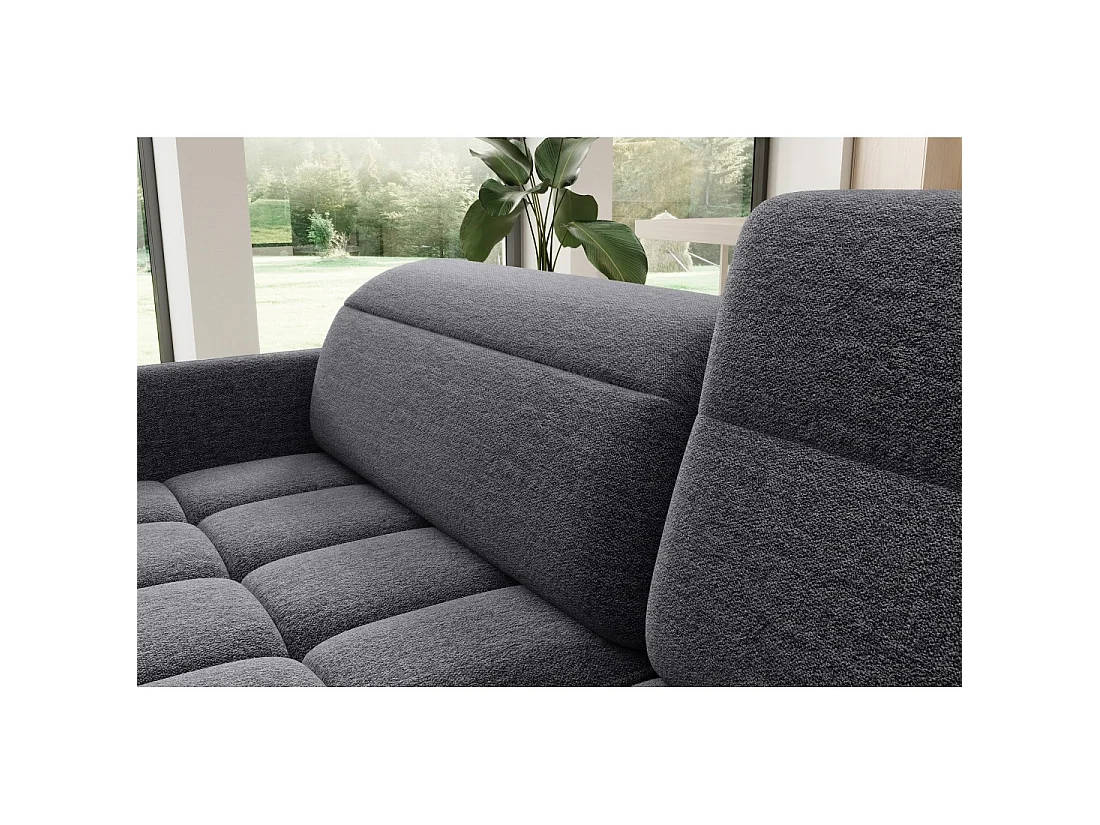 Canapé d'angle droit convertible BARNEA 208 cm gris foncé en tissu chenille avec rangement