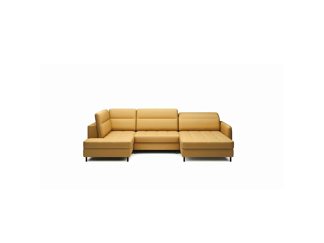 Canapé d'angle convertible BERTHO 306 cm jaune orangé – Angle droit avec coffre