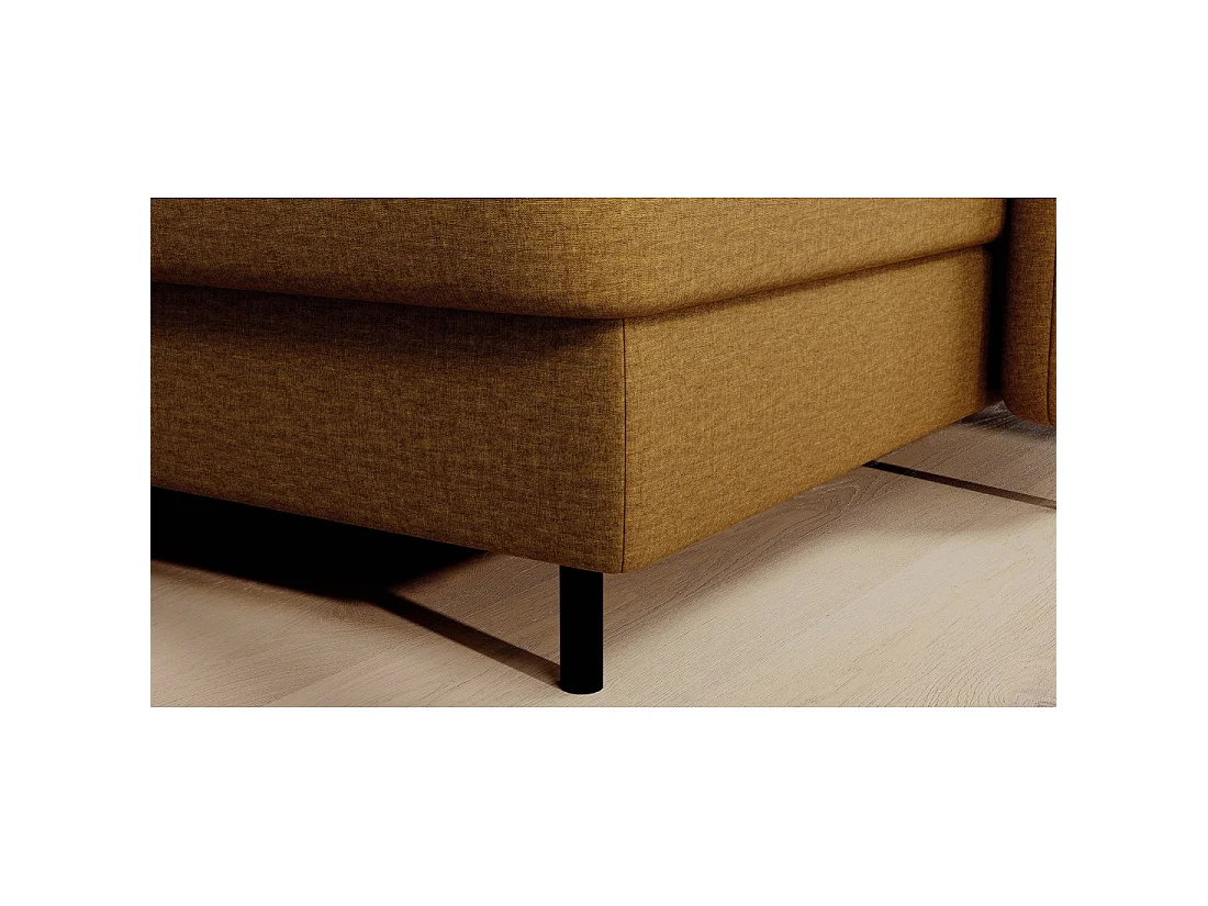 Canapé d'angle convertible BERTHO 306 cm jaune orangé – Angle droit avec coffre