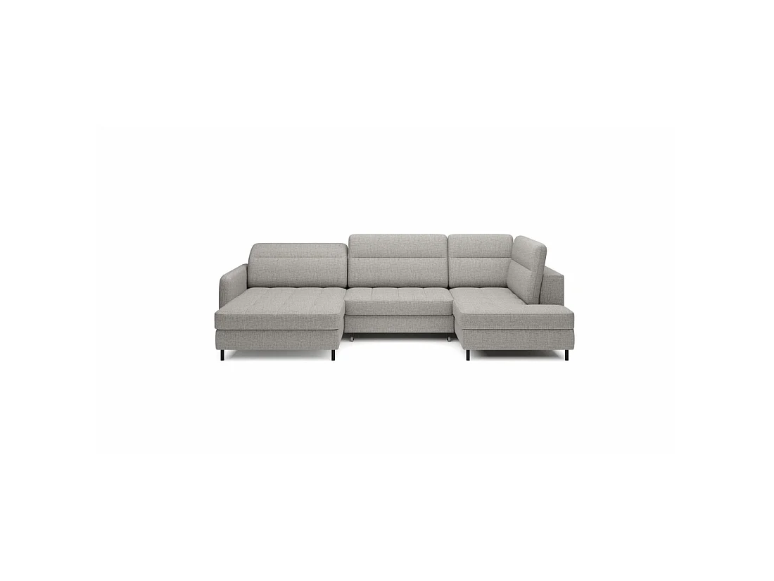 Canapé d'angle convertible BERTHO 306 cm gris clair – Angle gauche avec coffre