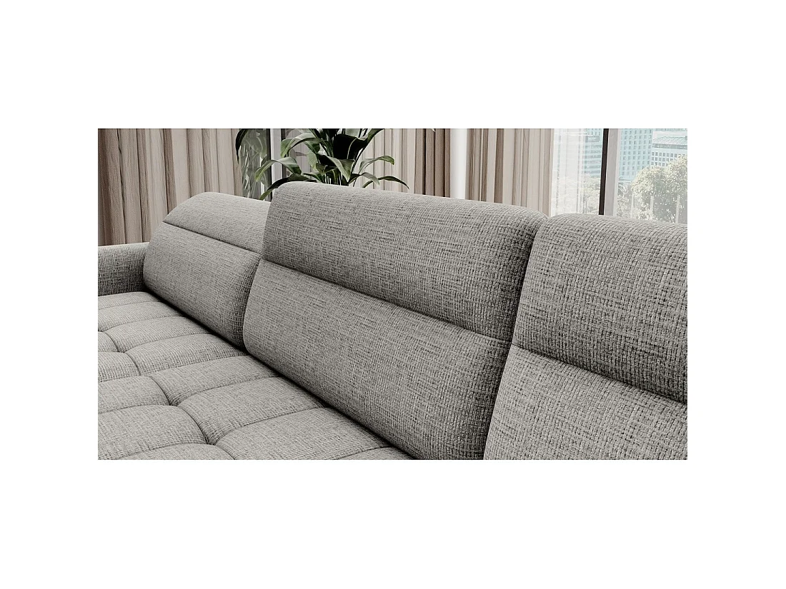 Canapé d'angle convertible BERTHO 306 cm gris clair – Angle gauche avec coffre