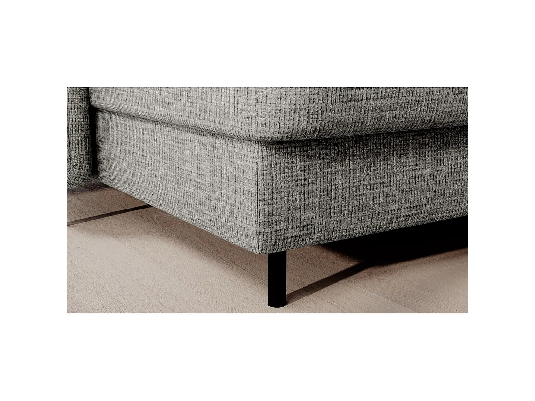 Canapé d'angle convertible BERTHO 306 cm gris clair – Angle gauche avec coffre