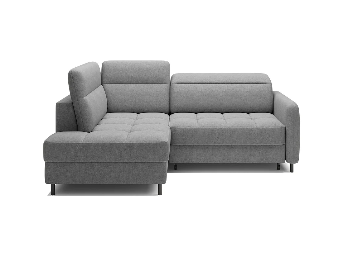 Canapé d'angle gauche convertible BARNEA 208 cm gris chiné avec rangement