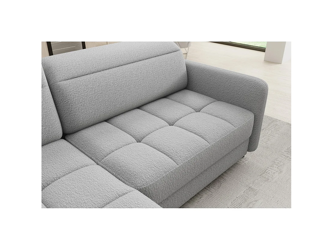 Canapé d'angle gauche convertible BARNEA 208 cm gris chiné avec rangement