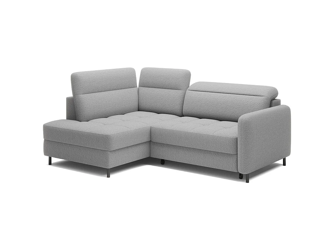 Canapé d'angle gauche convertible BARNEA 208 cm gris chiné avec rangement