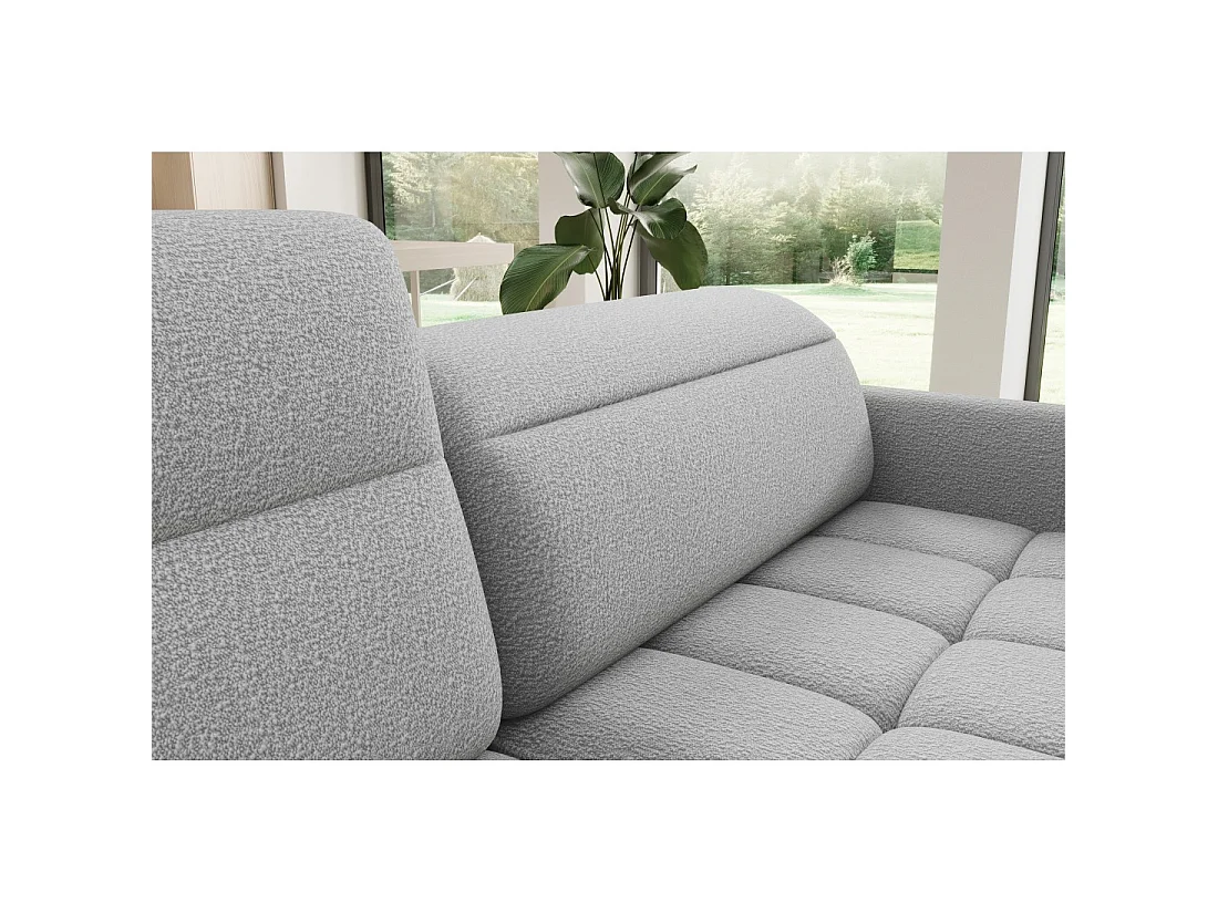 Canapé d'angle gauche convertible BARNEA 208 cm gris chiné avec rangement