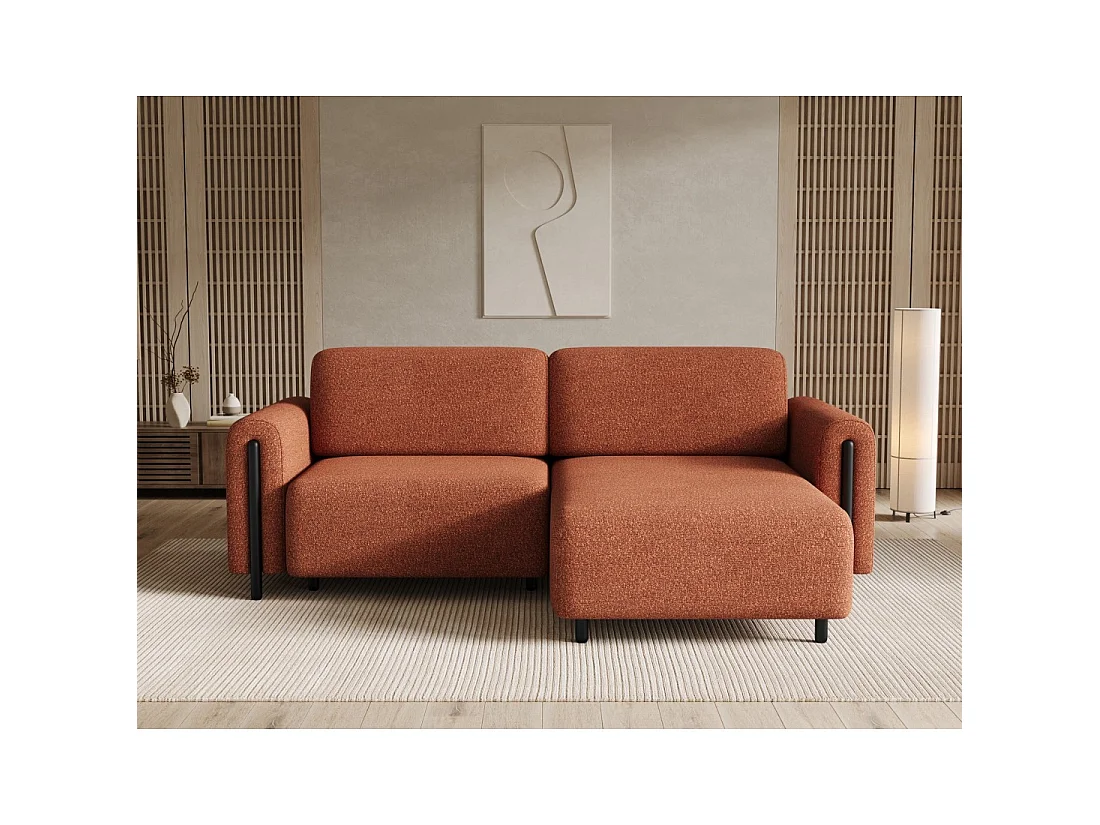 Canapé d'angle convertible ARVESSA terracotta bouclette – Angle droit