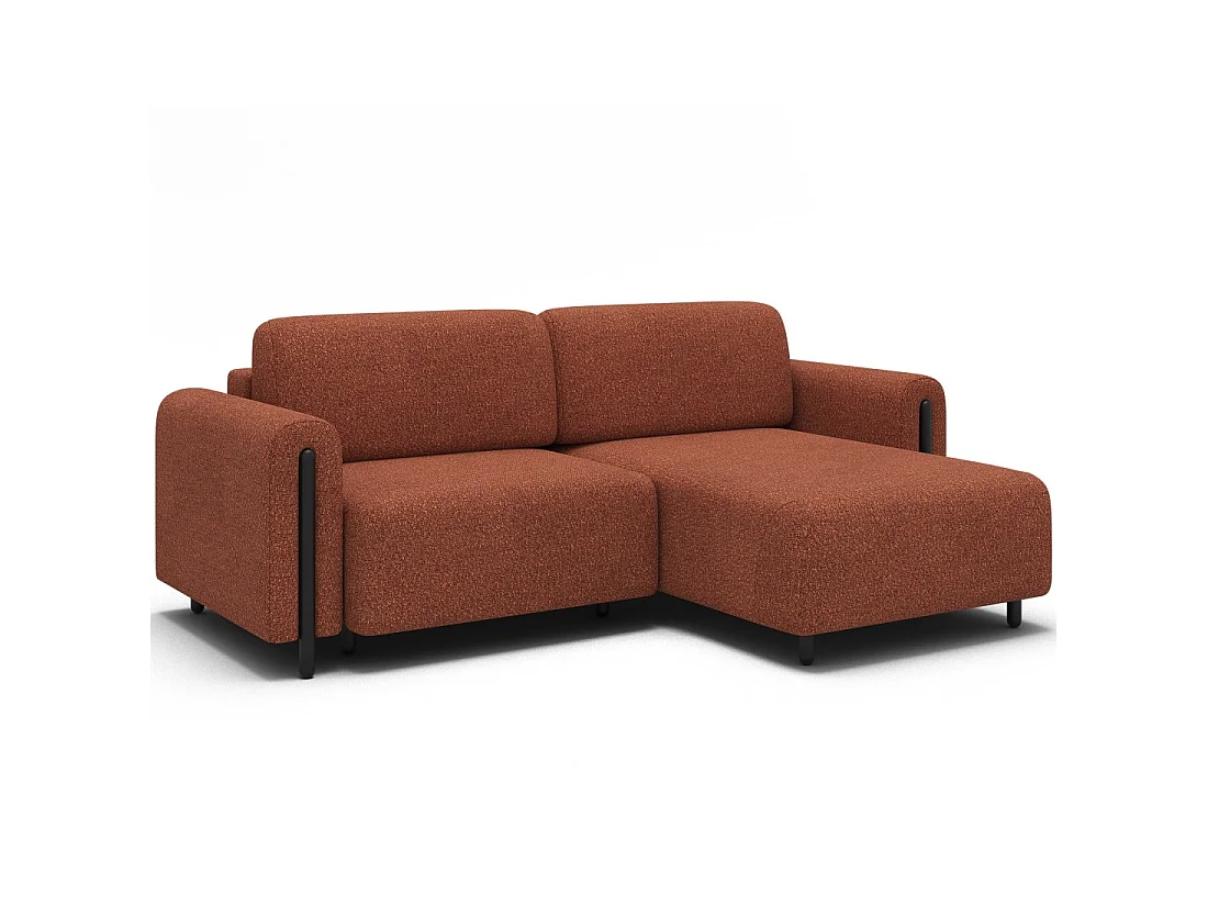 Canapé d'angle convertible ARVESSA terracotta bouclette – Angle droit