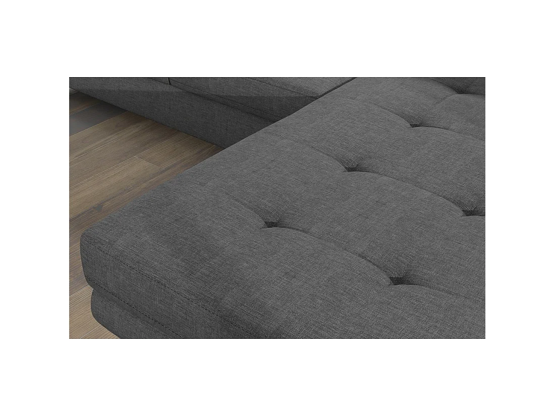Canapé d'angle convertible AMANDA gris foncé chenille fine avec coffre