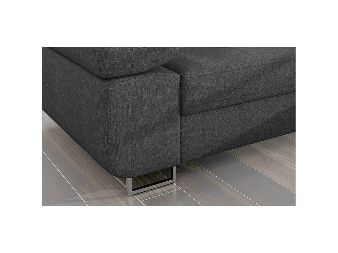 Canapé d'angle convertible AMANDA gris foncé chenille fine avec coffre