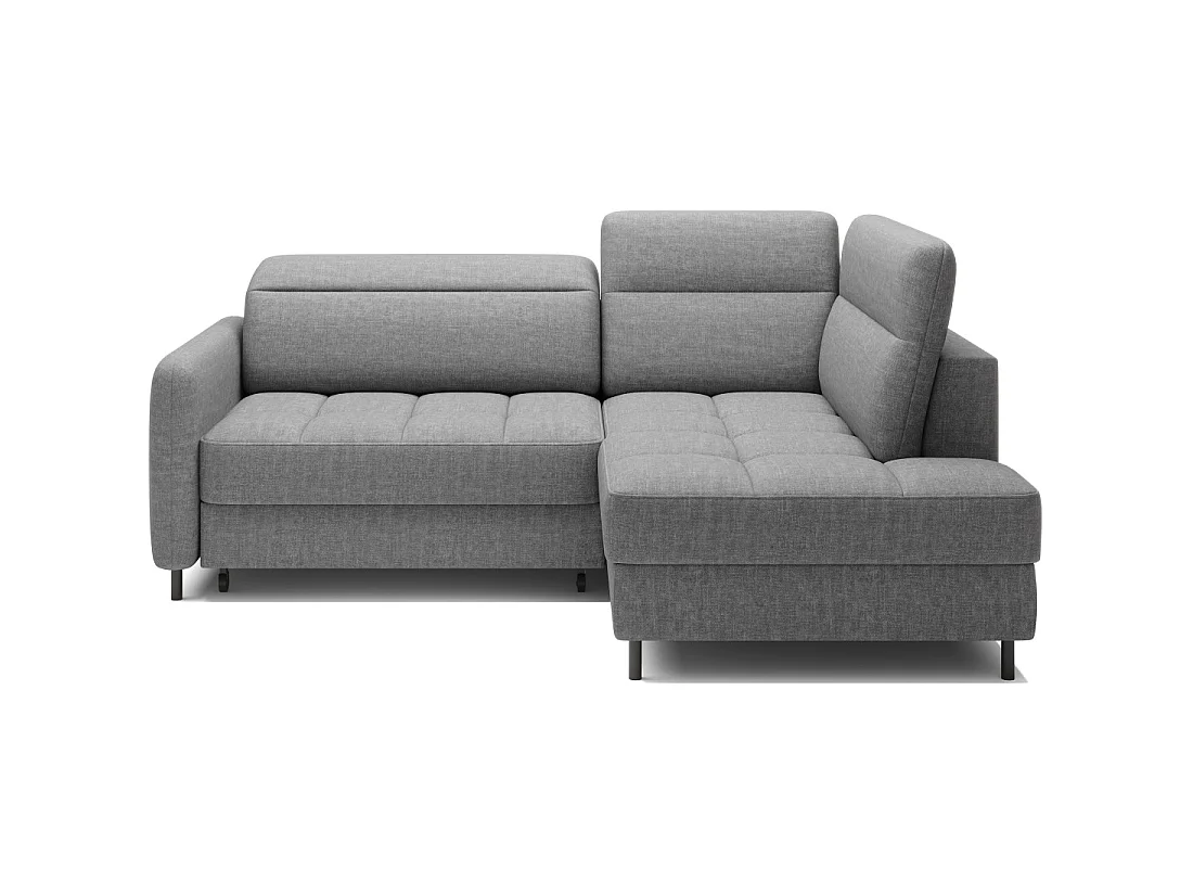 Canapé d'angle droit convertible BARNEA 208 cm gris chiné avec rangement