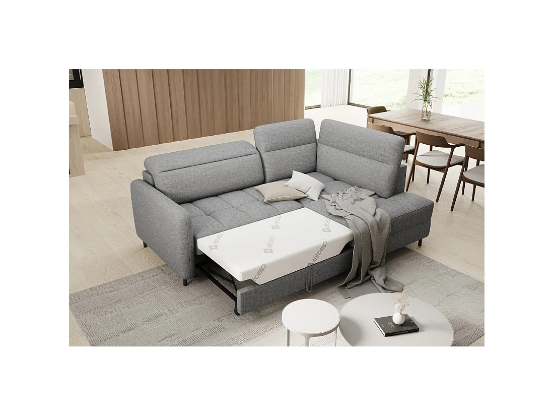 Canapé d'angle droit convertible BARNEA 208 cm gris chiné avec rangement