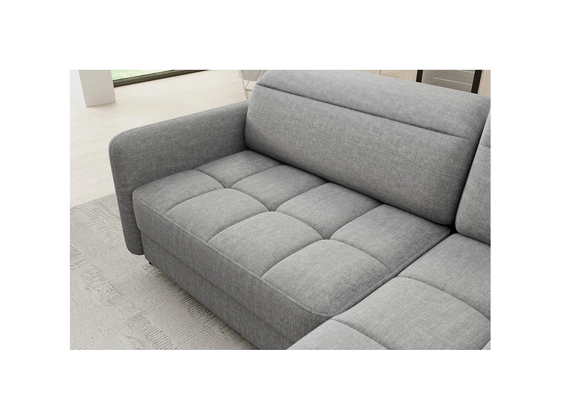 Canapé d'angle droit convertible BARNEA 208 cm gris chiné avec rangement