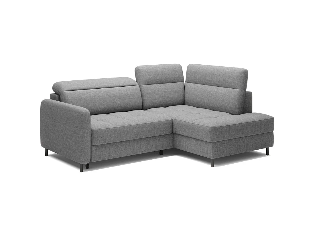 Canapé d'angle droit convertible BARNEA 208 cm gris chiné avec rangement