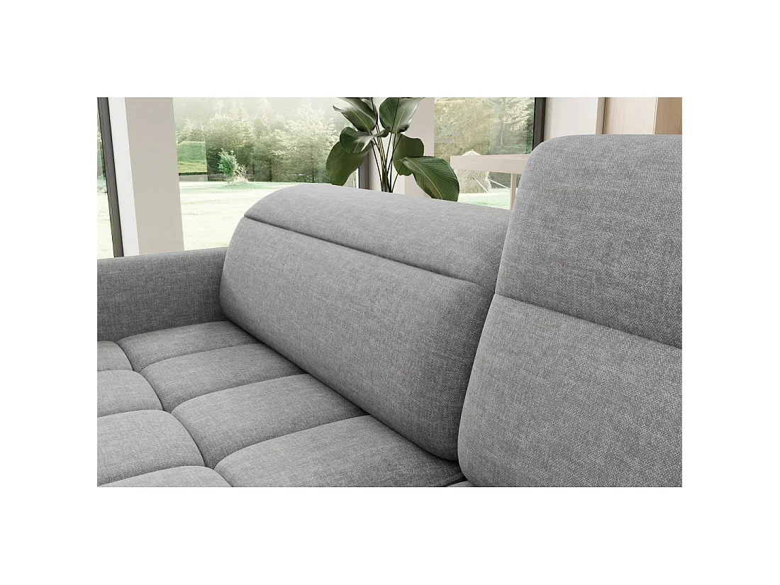 Canapé d'angle droit convertible BARNEA 208 cm gris chiné avec rangement