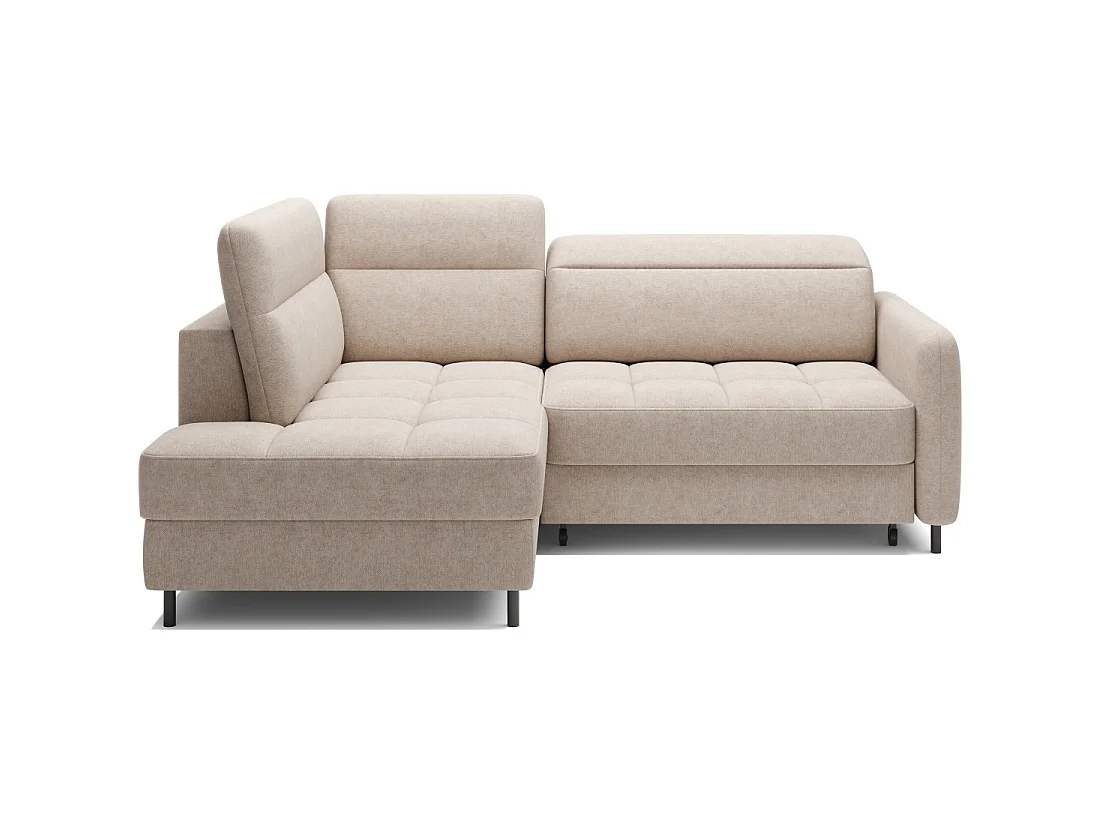 Canapé d'angle gauche convertible BARNEA 208 cm crème avec rangement