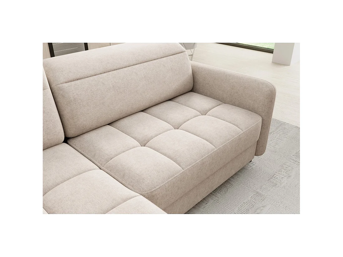 Canapé d'angle gauche convertible BARNEA 208 cm crème avec rangement