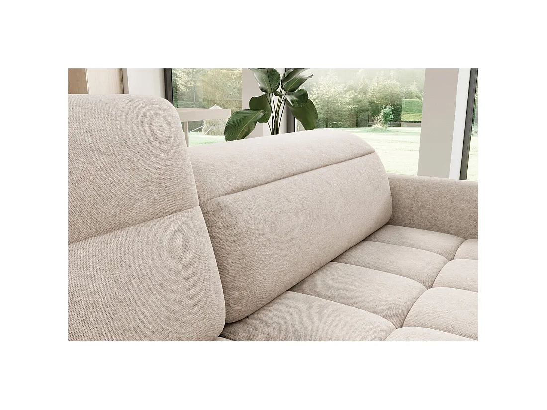 Canapé d'angle gauche convertible BARNEA 208 cm crème avec rangement