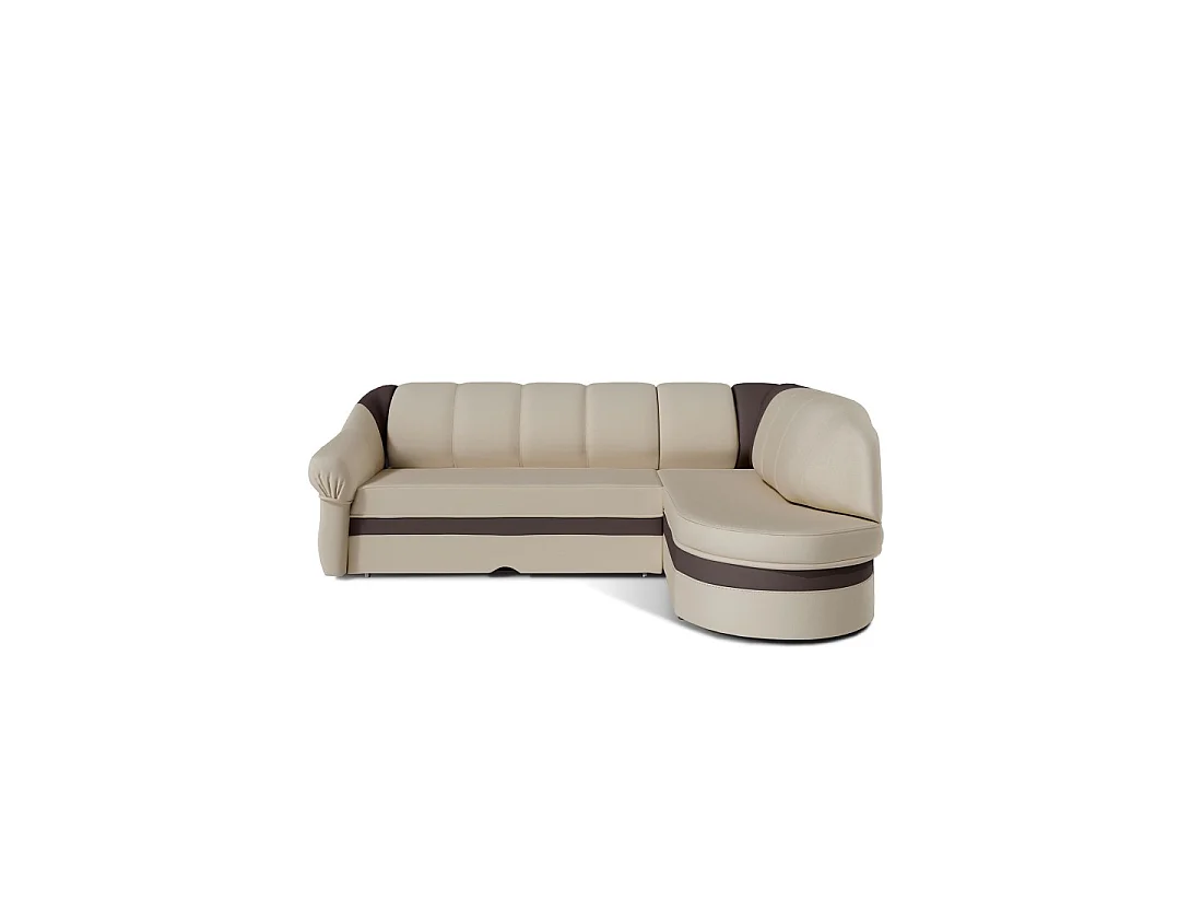 Canapé d'angle droit convertible BENANA 250 cm beige et gris avec coffre