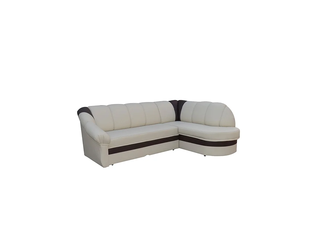 Canapé d'angle droit convertible BENANA 250 cm beige et gris avec coffre