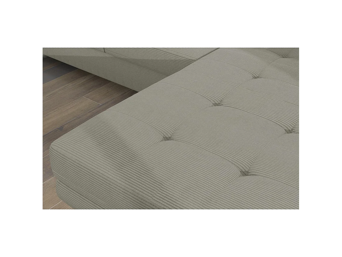 Canapé d'angle convertible AMANDA beige foncé velours côtelé avec coffre