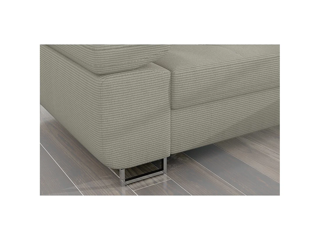 Canapé d'angle convertible AMANDA beige foncé velours côtelé avec coffre