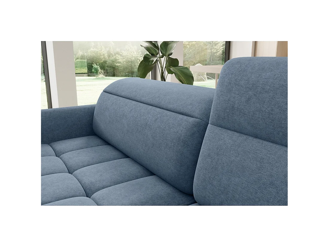 Canapé d'angle droit convertible BARNEA 208 cm bleu marine chiné avec rangement