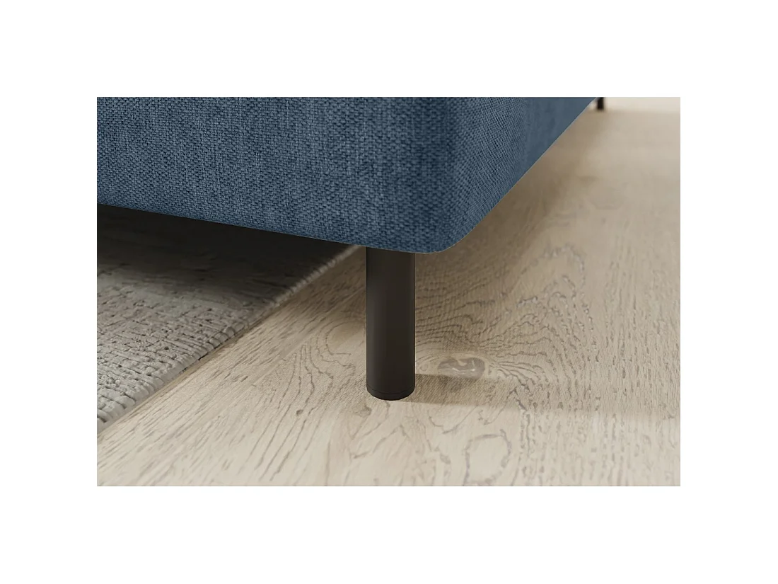 Canapé d'angle droit convertible BARNEA 208 cm bleu marine chiné avec rangement