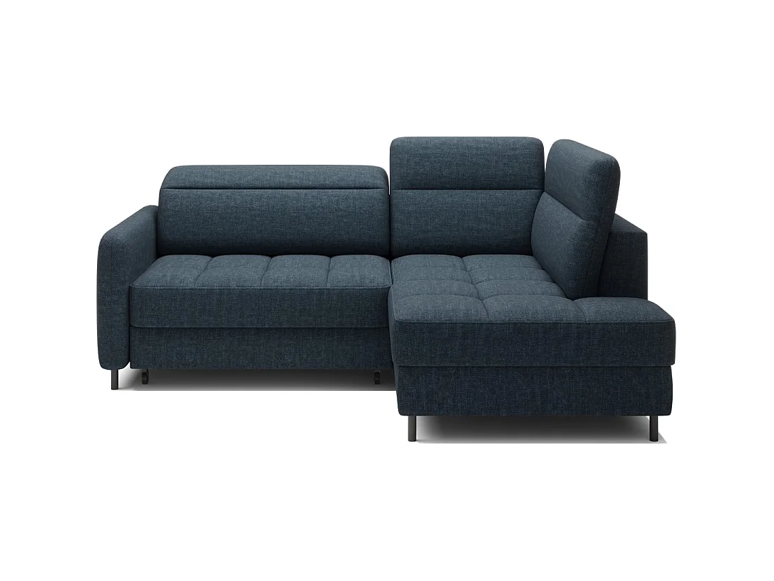 Canapé d'angle droit convertible BARNEA 208 cm bleu foncé avec rangement