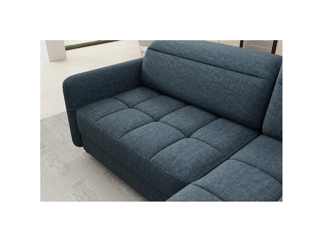 Canapé d'angle droit convertible BARNEA 208 cm bleu foncé avec rangement