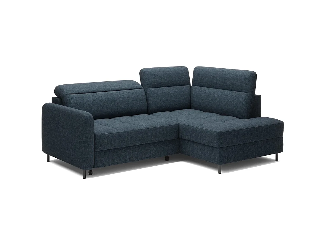 Canapé d'angle droit convertible BARNEA 208 cm bleu foncé avec rangement