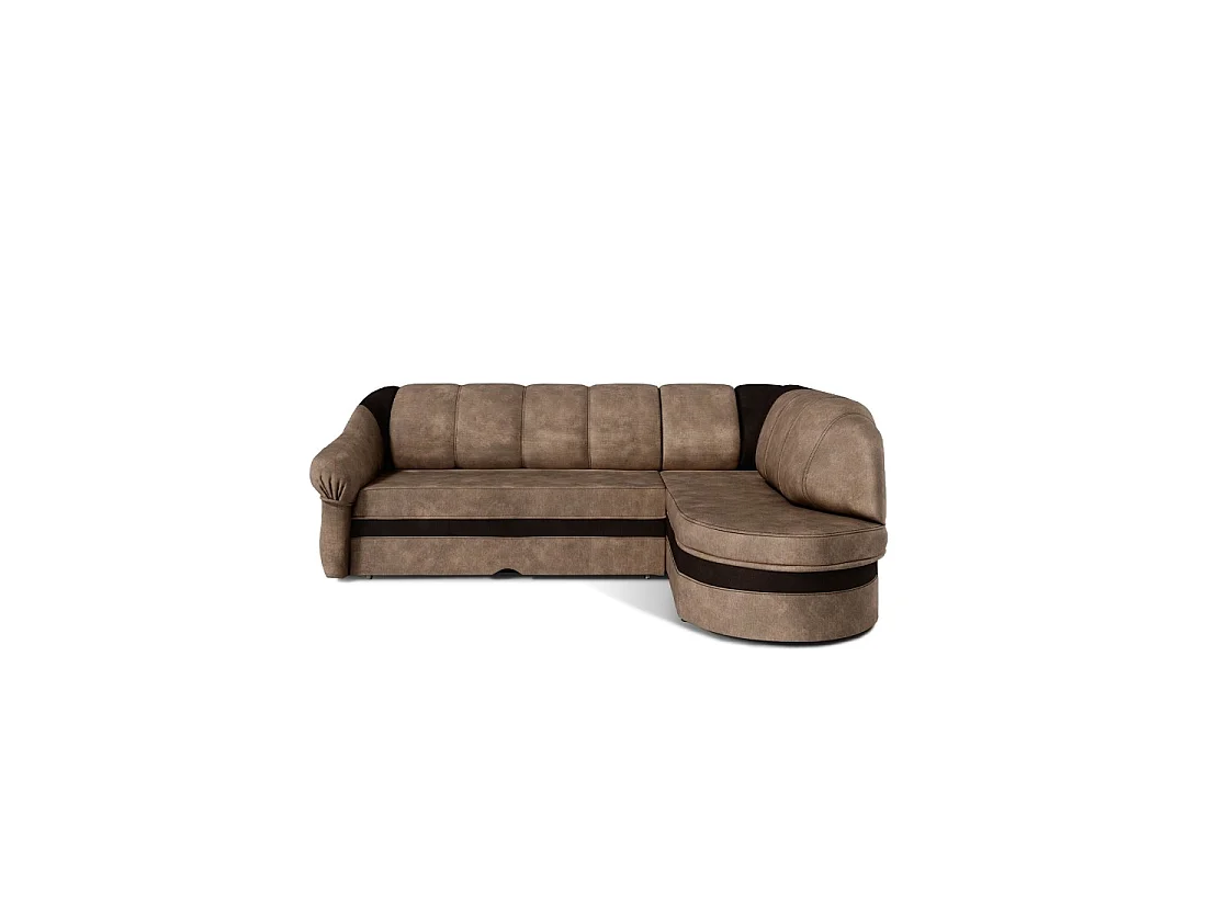 Canapé d'angle droit convertible BENANA 250 cm marron gris et marron avec coffre